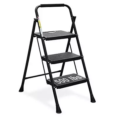 3 Step Ladder Folding Step Stool With Wide Antislip Pedal 500lbs Sturdy Steel La • $81.27