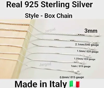 Real 925 Sterling Silver Box Chain Diamond Cut Necklace Made In Italy Jargod • $12.99