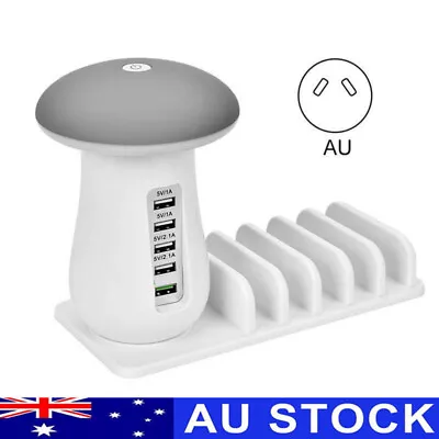 $23.69 • Buy Mushroom LED Lamp Multi 5 Port USB Charger Station Hub Charge Dock Fast Charging