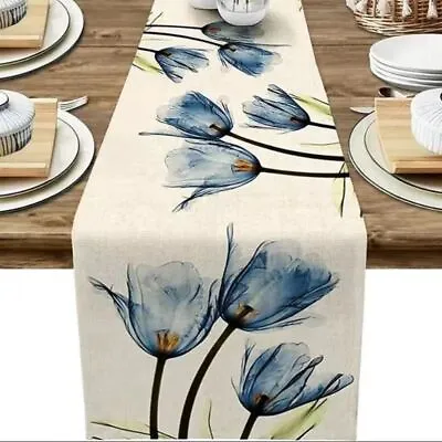 Table Flag Anti-stain Tablecloth Tulip Table Runner Rectangular Table Cover • £6.93