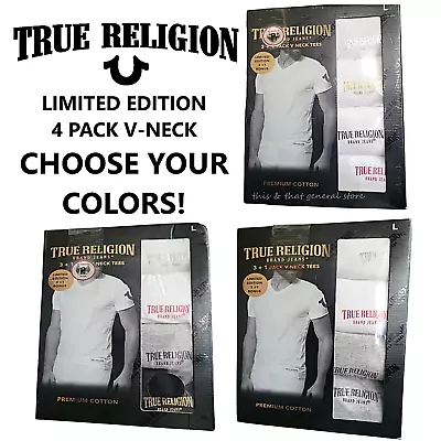 GET UP TO 20% OFF True Religion Mens Loungewear 4 Pack  V-Neck T-SHIRTS LARGE • $23.95