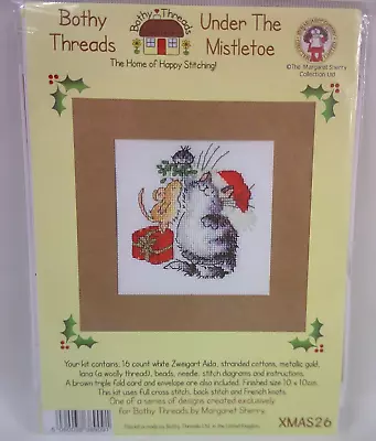 Bothy Threads Under The Mistletoe Counted Cross Stitch Card Kit XMAS26 Cat New • $24.99