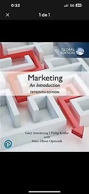 Marketing: An Introduction Global Edition By Gary Armstrong 9781292433103 • £29.90