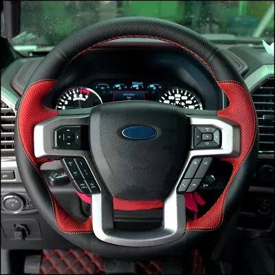 Custom Made PU Leather Steering Wheel Cover Stitch Wrap For Ford F-150 250 350 • $39.09