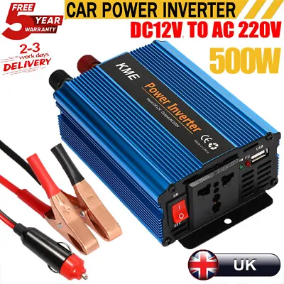 500w Power Inverter 12v To 230v 240v Caravan Adapter Outlet Converter Trip & USB • £16.98