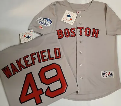 Majestic Boston Red Sox TIM WAKEFIELD 2004 World Series Baseball JERSEY GRAY • $129.99