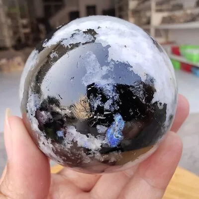 390g Large White Rainbow Moonstone Crystal Sphere Rare Quartz Ball Healing • $1.45