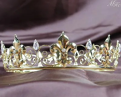 Wedding Bride Crown Imperial Medieval Round Tiara Clear Rhinestone Pageant Party • $25.93