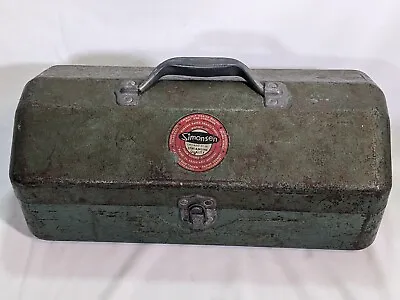 Vintage Simonsen Industrial Metal Tool Box Green Rustic • $15