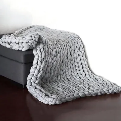Large Thick Bulky Knitted Throw Sofa Bed Chunky Handwoven Soft Warm Wool Blanket • £31.95