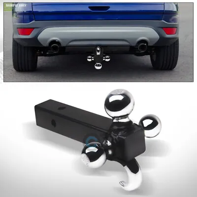 2  Tube Receiver Class 3 Trailer Tow Hitch 3 In 1 Loaded Tri-Ball Mount+Hook C10 • $74.95