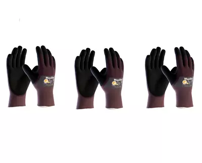 ATG MaxiDry Ultimate Black Fitted Palm Coated Work GlovesSizes MedLargeXLXXL • £12.30
