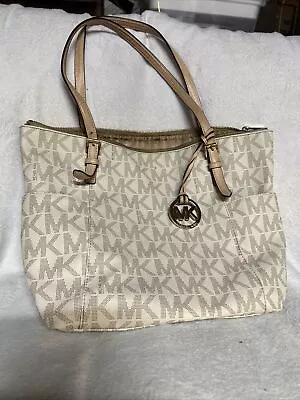 Michael Kors Jet Travel Set Top Zip Signature Monogram Tote - White • $59.99