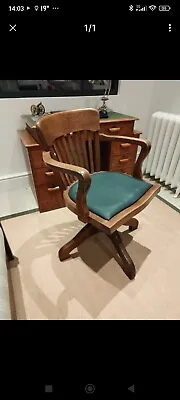 £160 • Buy Antique Captains Chair Armchair Desk Swivel