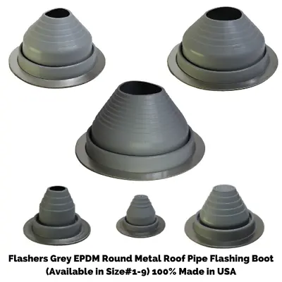 Flashers Grey EPDM Round Metal Roof Pipe Flashing Boot (Size#1-9) Made In USA • $54.95