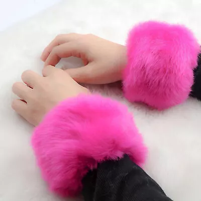 1 Pair Wrist Warmer Faux Rabbit Fur Cuffs Protection Multiple Colors Women • $8.45