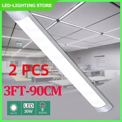 2PCS 3FT LED Strip Lights Batten Light Office Shop Garage Ceiling Lamp Daylight • £10.99