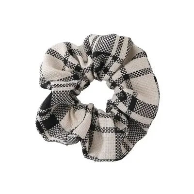 Plaid White And Black Hair Scrunchie/ Hair Tie • £8.54