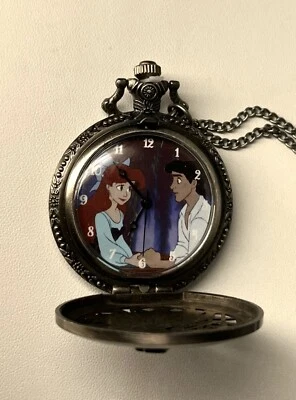 $20.30 • Buy Disney Little Mermaid Ariel  Watch Pendant Necklace Pewter Prince Erick 34” S151