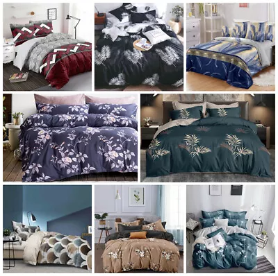£9.99 • Buy Duvet Cover Set Bedding Double King Single Size Pillowcase With Fitted Sheet