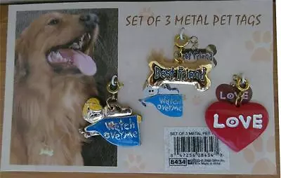 Adorable Enameled Metal Dog Tags Set Of 3 Angel Bone & Heart New FREE SHIPPING • $7.99