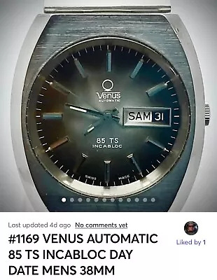 #1169 Venus Automatic 85 Ts Incabloc Day Date Mens 38mm • $795