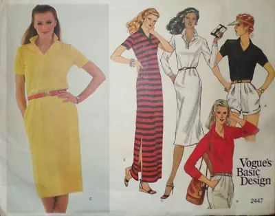 Vogue Sewing Pattern 2447 Basic Design Top Or Dress 5 Styles Misses Sz 10 UNCUT • $8.05