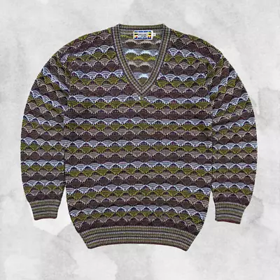 MISSONI Sport Vintage Knit Sweater V-Neck Pullover Jumper Rare Italy 90s Men's L • $110