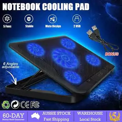 Adjustable 5 Fans LED USB Cooling Pad Height Stand Cooler Laptop Notebook 7 -17  • $24.55