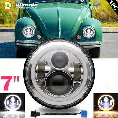 DOT 7 Inch LED Headlight&Halo Ring&DRL&High-Low Beam For VW Beetle Classic • $29.98