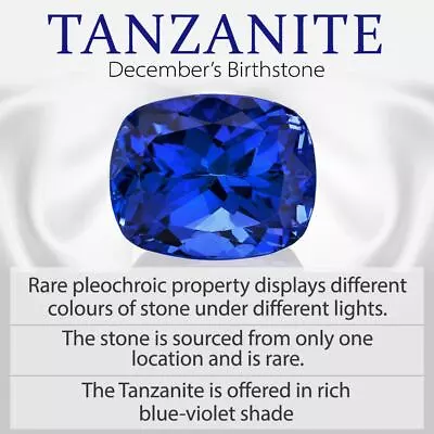 RHAPSODY Platinum AAAA Tanzanite Solitaire Ring Size P Diamond VS Wt. 7.63 Gms • £4276.99