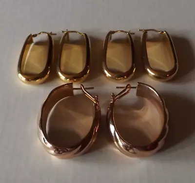 3 Pair Of Vintage Milor Italy Bronze Hoop Earrings • $44.95