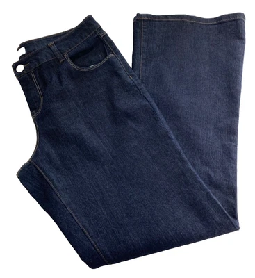 DOROTHY PERKINS DENIM JEANS 12 INDIGO BLUE Flare Leg Stretchy Mid Rise Lightwash • £15.97