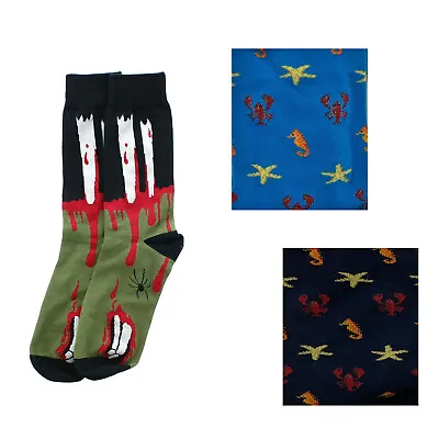 Men's Fun Crazy Socks Mid Crew Colorful Designs Graphic Men Shoe Size 10-13 • $7.99