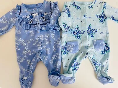 5lb Tiny Early Prem Preemie NEXT Baby Girl Clothes Floral Sleepsuits • £5.99