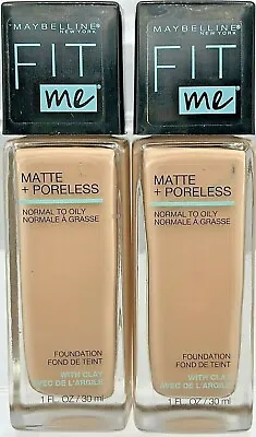 ⭐ LOT OF  2 ⭐  Maybelline Fit Me Matte + Poreless Foundation #112 NATURAL IVORY • $11.99