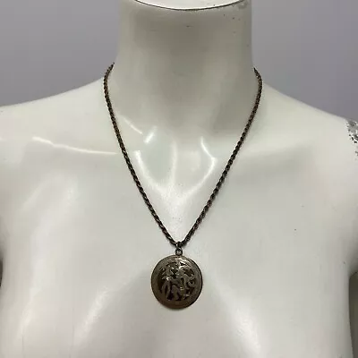 Vintage Silver Necklace And Pendant Stamped 900 Mayan Style Chain From Italy • $48.04