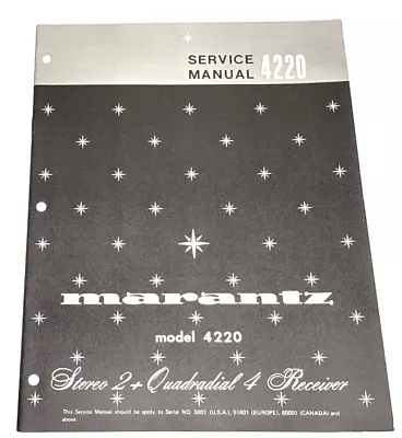 Marantz Model 4220 Service Manual *Original* FREE SHIP! • $16.50