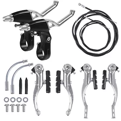 Alloy Mountain Bike V Brake Set Front And Rear Cables Lever Caliper Set MTB BMX • $17.47