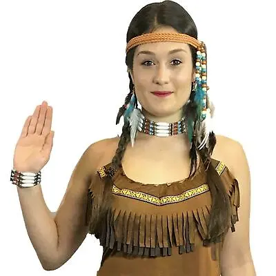 £7.99 • Buy Ladies Red Indian Costume Adults Pocahontas Native American Fancy Dress Western 