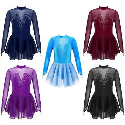 UK Girl Sparkle Figure Skating Dress Gymnastic Dance Leotard Performance Costume • £15.74