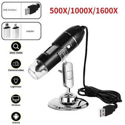 500/1000/1600X Digital Microscope Camera Type C USB Portable Electron Microscope • $26.42