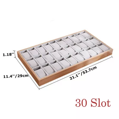 30 Slot Men Watch Box Wooden Display Case Organizer Show Tray Jewelry Storage • $38.98