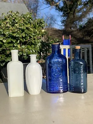 £20 • Buy Medium Vintage Style Cobalt Blue Glass Bottle & 3 Other  Apothecary Bottles