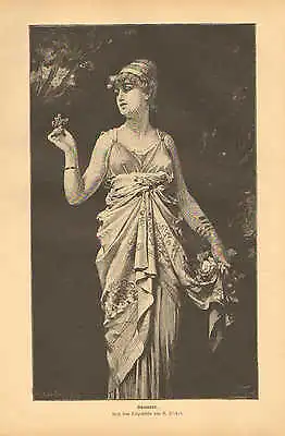 Pretty German Girl Ladies Fashion Summer Vintage 1890 Antique Art Print • $18