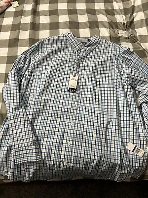 Izod Men’s Dress Shirt Blue White Purple Plaid Button Up Long Sleeve 2XLT - NWT • $12.99