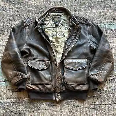 Men's 2006 A-2 Lamb Brown Leather Air Force Cockpit Bomber Flight Jacket Medium • $250