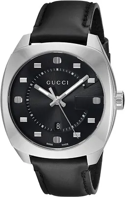 Gucci Men's GG2570 Stainless Steel Leather Strap Watch - YA142307 (870 MSRP) • $399.99