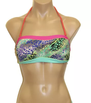 ABS Allen SCHWARTZ Cheetah Print Bandeau Bikini Twist Top Size 6 S Small Animal • $7.95