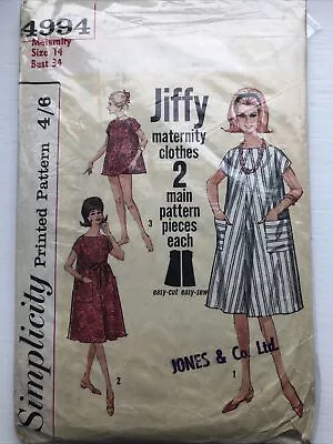 Vintage Simplicity Pattern 4994 Misses Maternity Dress Top & Panties Size 14 CUT • £4.99